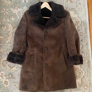 Vintage 70s Brown Suede Shearling Coat